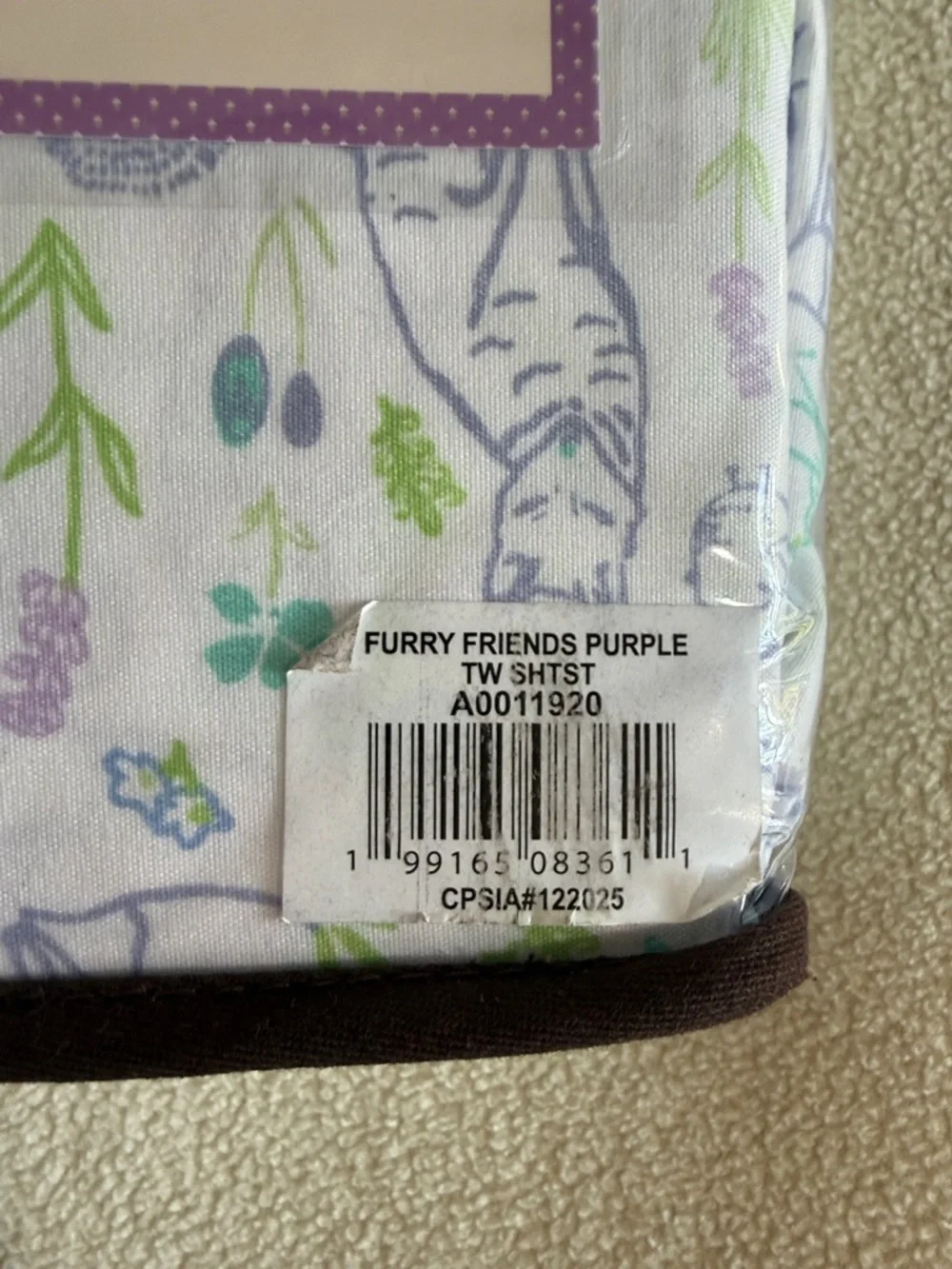 Laura Ashley Twin Sheet Set - White with Blue, Green, Purple Animal Print - Picture 2 of 7